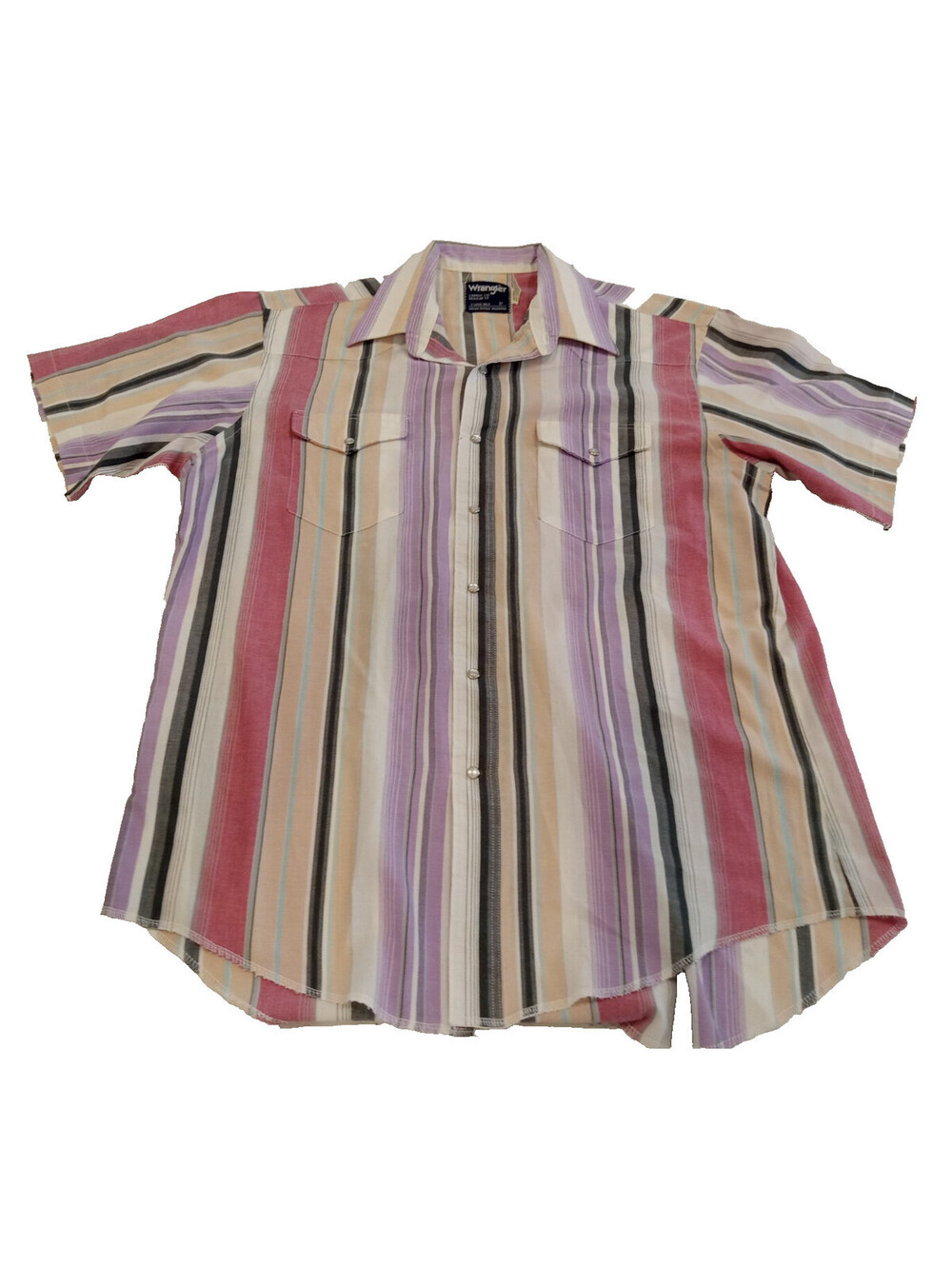 Wrangler Cowboy Cut Western Shirt Mens 17 Multi Stripe Pearl Snap X-Long Tails - Picture 1 of 6